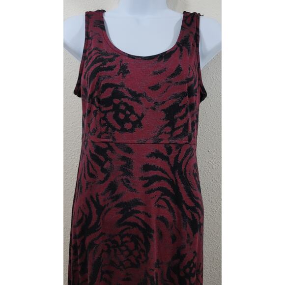 Karin Stevens Burgundy Black Geo Print 2 Piece A Line Dress Set 8P Lightweight - Picture 7 of 8